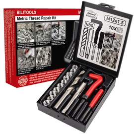BILITOOLS BILITOOLS M12x1.5 Thread Repair Kit, HSS Drill Helicoil Repair Kit Metric