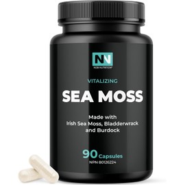 Irish Sea Moss Capsules | Premium 1400mg Complex with Organic SeaMoss, Burdock Root, & Bladderwrack + Black Pepper for Increased Absorption | 45-Day Supply | Powerful Antioxidant | 90 Capsules