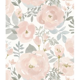 Orainege Peel and Stick Wallpaper Floral Wallpaper 16.9in x393.7in Floral Contact Paper Peony Self Adhesive Removable Wall Paper for Cabinets Walls Shelf Liner, Light Pink