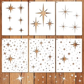 Large Star Stencil for Painting, Resuable Twinkle Star Stencils, Sparkle Stars Template Wall Drawing Stencils for Painting on Wood Craft Canvas Fabric Home Decoration (8 * 6inch