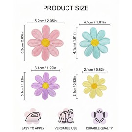 JIRVEX 32 Pezzi Toppe Termoadesive Fiori, Patch da Stirare per Tessuti, per Bambini & Adulti, Ideali per Decorare e Riparare Vestiti, Jeans, Giacche.