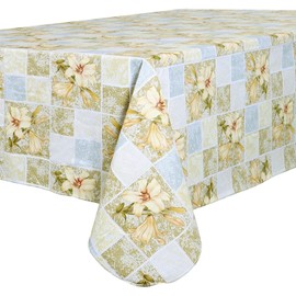 Weldomcor Vinyl Wipe Clean Tablecloth Waterproof & Oil-Proof Plastic Table Cover with Flannel Backing Rectangular Table Cloth for Kitchen Party Picnic Garden Outdoor Indoor (Floral, 152x213 cm)