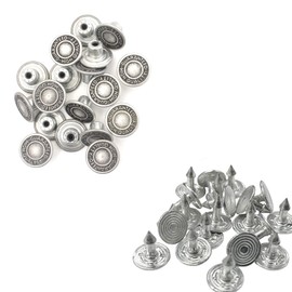Trimming Shop 14mm Replacement Jean Buttons, Durable Tack Fastener No Sew Buttons with Back Pins Rivet for Denims, Jean, Jackets, Skirts, Gumetal, 10pcs Set