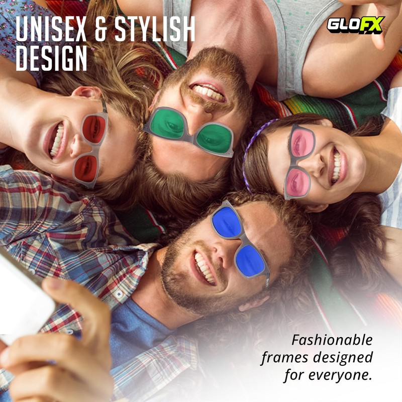 GloFX Snaps: Gray Frame Color Therapy Glasses – Magnetic Snap-On