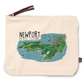 Newport, Rhode Island, Line Drawing, 100% Cotton Zipper Pouch, Travel Accessory, Go Bag