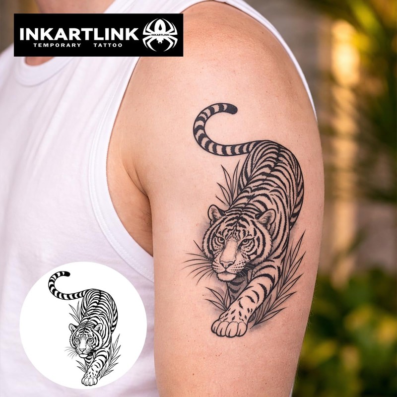 Tiger Temporary Tattoos, Realistic Waterproof Fake Tattoos