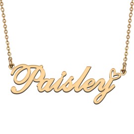 HUAN XUN 18k Gold Plate Nameplate Custom Name Necklace Paisley Customized Charm Unique Bridesmaid Gifts