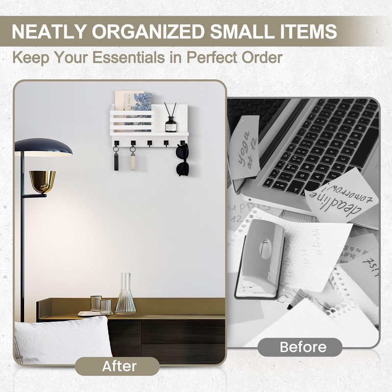 Lucundm Key Holder Wall Mount, Mail Organizer for Wall with