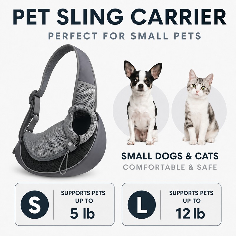Pet Cat Dog Sling Carrier Bag – Breathable Mesh Crossbody