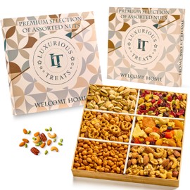 Mixed Nuts Gift Basket - Housewarming Gifts Baskets for Adults Gourmet Mixed Nuts Variety Pack, 6 Assortment Healthy Snack Tray, Hostess New Home Gift Idea Great Gifts for Men and Women