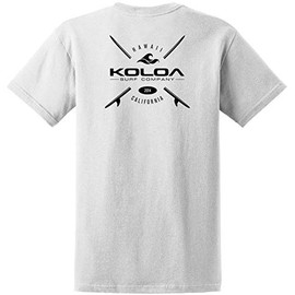 Joe's USA - Men's Koloa Surf, Cross Boards Logo, Heavy Cotton T-Shirt (X-Large-White - Black Logo)