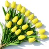ONLY ART 20pcs Yellow Artificial Tulip Flowers with Soft Latex