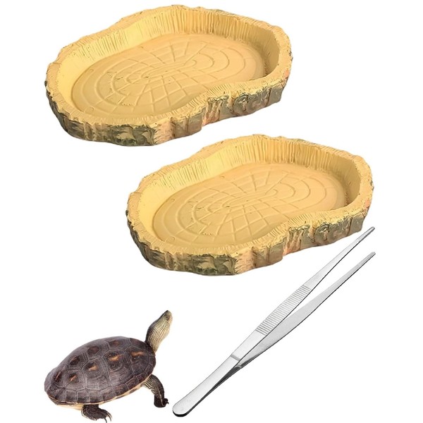 JEXOWIQ 2 x Turtle Accessories, Water Bowl, Pet Bowl, Terrarium,