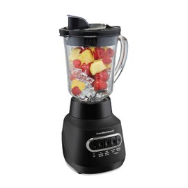 Hamilton Beach Wave Action Blender for Smoothies, Stainless Steel Ice Sabre Blades, 40oz Glass Jar, 800 Watts, Quiet Design, Black (58175)