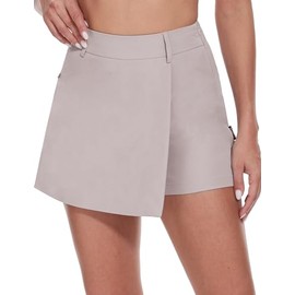 Soneven 15" Golf Shorts for Women with 2 Pockets High Waisted Athletic Skorts Tennis Skirts Light Grey