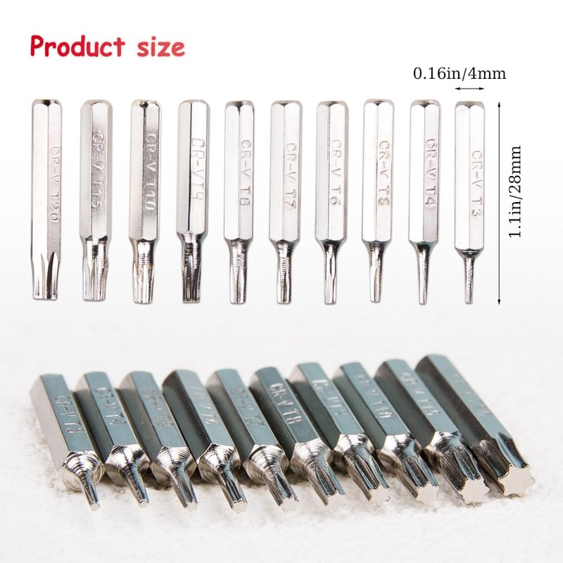 WSDMAVIS 10pcs/Set 4mm Torx Bits Set CR-V T3 T4 T5