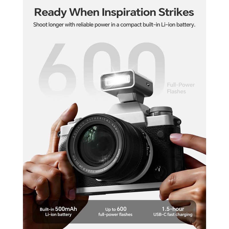 PHOTOOLEX Mini Camera Flash GN10 45g USB-C Speedlite