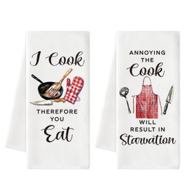 FZkuozougedd Funny Joked Kitchen Towels - 2Pcs Funny Wacky Hand Towels Kitchen Ware Quote Dish Absorbent Drying Cooking Baking Dishcloth Tea Bathroom Decor Christmas Birthday Housewarming Gift #D