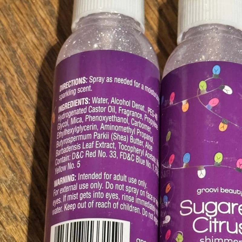 Groovi Beauty Sugared Citrus Shimmer Body Mist 4 Ounces New