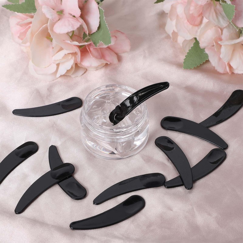Hariendny 100 PCS Cosmetic Spatulas, Black Mini Spatula for Cosmetics,