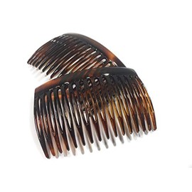 2 x Einsteckkamm ca. 7 x 4,6 cm havanna-braun Spaltzahn Steckkamm made in France (516h)