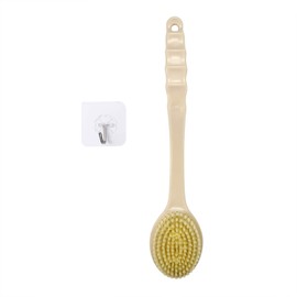 Vtrem Shower Brush with 25cm Long Handle Body Back Brushes Soft Bristles with Sticky Hook Exfoliating Bath Scrubber for Sensitive skin, Remove Cellulite, Improve Your Circulation (Apricot)