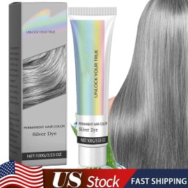 Unbranded 100ml Light Grey Silver Permanent Hair Dye Color Cream Unisex DIY Hair Dye Cream