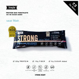 Strong Bar (ストロングバー) プロテインバー 保存料無添加 プロテイン22.5g 砂糖不使用 食物繊維10g 原材料たったの8つ シンプル&ナチュラル処方 国産 12本入り (カカオ)