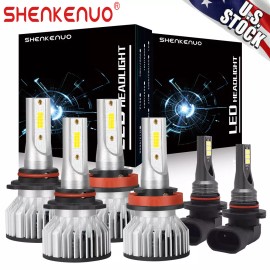 SHENKENUO For 2015-2019 Ford F150 6X 6000K LED Headlight Hi/Lo + Fog Light Bulbs Combo