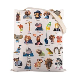 Zoo Animal Alphabet Tote Bag Animal A-Z Cartoon Movie Inspired Gift for Animal Lovers (A-Z)