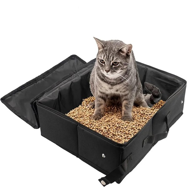 SDYQD Portable Cat Travel Litter Box with Zipped Lid, Foldable
