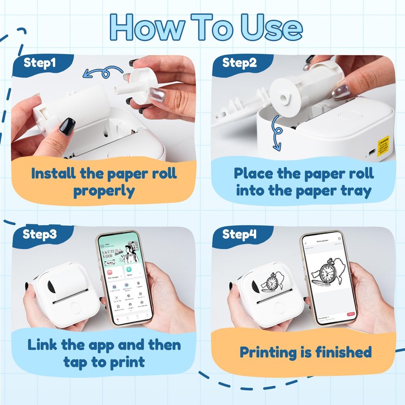 Ponek Print Pods Mini Printer, Sticker Maker Machine Y02C, Mini