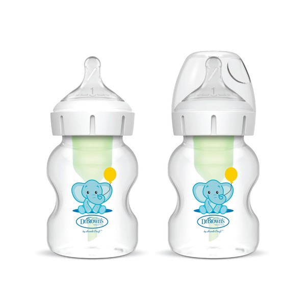 Dr. Brown’s Natural Flow® Anti-Colic Options+™ Wide-Neck Baby Bottle, 5oz/150ml,