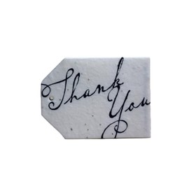 Of The Earth Handmade Paper - Wildflower Seed Paper Hang Tag Tag - B/W Script Variations - 2.5" x 3" - Set of 24 (Thank You)
