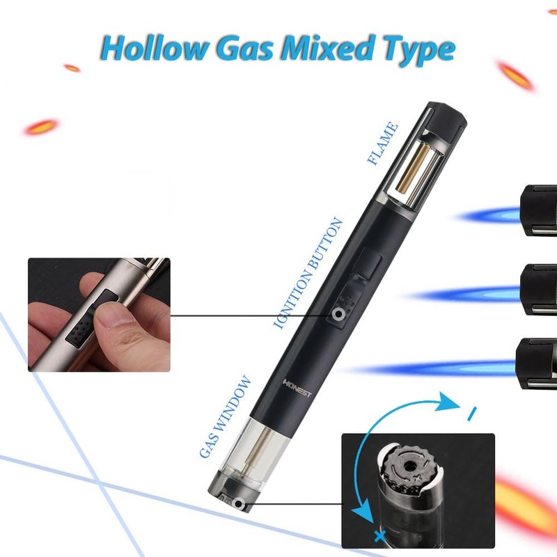 HONEST Torch Lighters Butane Lighters Refillable Single Jet Flame for