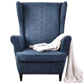 Wingback Chair Cover, Stretch Spandex Wing Chair Slipcovers 2 Piece, Wingback Armchair Sofa Slipcover Super Soft Fabric Furniture Protector with Elastic Bottom for Living Room Bedroom Hotel