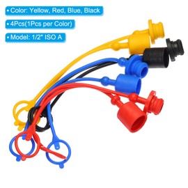 PATIKIL ISO-A 1/2 Hydraulic Coupler Male Dust Cap and Female Plug Covers Set of 4 Hydraulic Quick Connect Couplers with Retaining Ring Cap Hose Connection