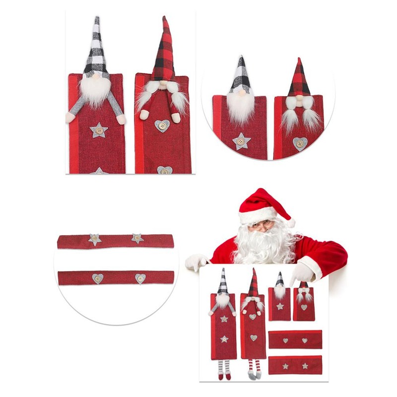 6 Pcs/Set Christmas Refrigerator Door Handle Covers Faceless Dwarf Antiskid
