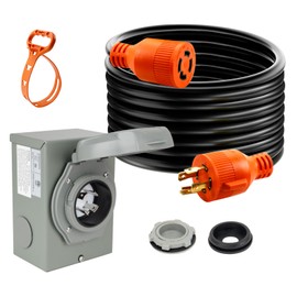 Afurkuot 30 Amp Generator Cord 25FT and Power Inlet Box Generator Hookup Kit, 7500W, 125V/250V L14-30P to L14-30R Twist Lock Cable and Pre-Drilled Power Inlet Box for Outdoor, Home, Backup Power Use