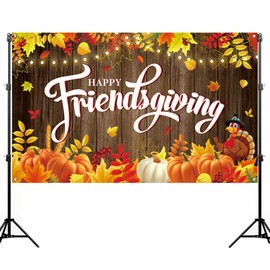 Nepnuser Happy Friendsgiving Photo Booth telón de fondo de calabaza para otoño, Acción de Gracias, amigos, fiesta, decoración de pared (7 x 5 pies)