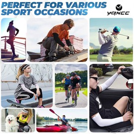 YQXCC 4 Pairs Cooling UV Protection Sleeves, UPF 50+ Arm Sleeves Tattoo Cover for Women Men Cycling Golf Cycling, Black*2/ Grey*2/ White*2
