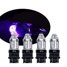 PA LED 4PCS 30SMD 3157 Purple Auto LED Bulb 12V for Turn Signal Side Marker Stop Backup Tail Light (3056 3156 3156A 3057 4057 3157 4157 T25)