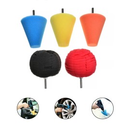 Paddsun Foam Drill Polishing Cone Ball Pads Kit Car Hub Waxing Buffing Wheel Polisher 4"