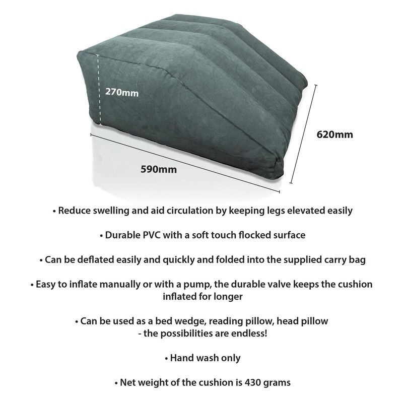 Aidapt Inflatable Leg Wedge Cushion with Travel Bag.Durable PVC,Soft Flocked