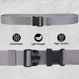 Trimming Shop Nylon Military-Style Webbing Belt, 1.5" Canvas Belt with Quick-Release Plastic Buckle, Combat Webbing Belt for Cargo Pants