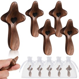 Threehoney 5 Pcs Cross My Heart, Encouragement Gift Small Wooden Handheld Pocket Crosses in Bulk with Organza Bag Wood Fingertip Stress Fidget Relief Religious Craft for Christians Prayer Church