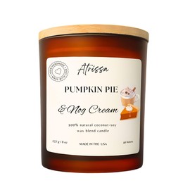 ATRISSA Pumpkin Pie & Nog Cream Scented Coconut-Soy candles 8Oz, Fall Scented Candle,Non Toxic Candle For Home, Made in the USA,100% Natural Candle (8 Oz, Pumpkin Pie & Nog Cream)