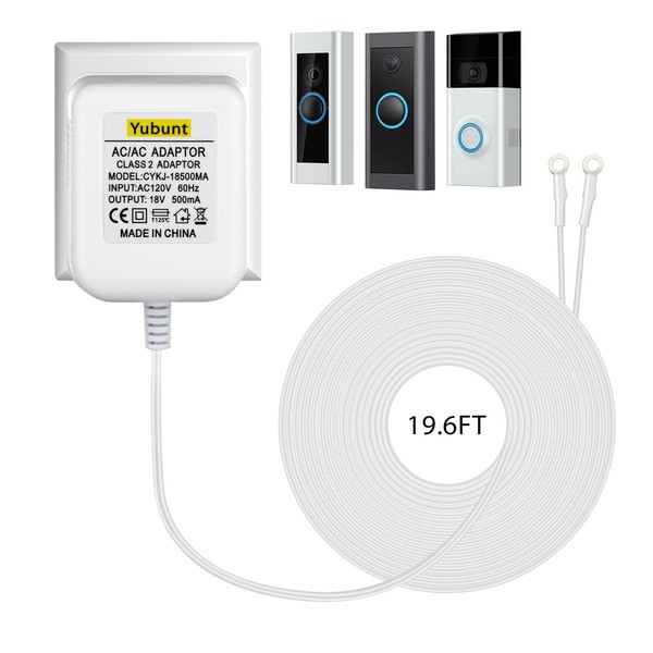 18V 500mA Doorbell Transformer, Video Doorbell Power Adapter Compatible with