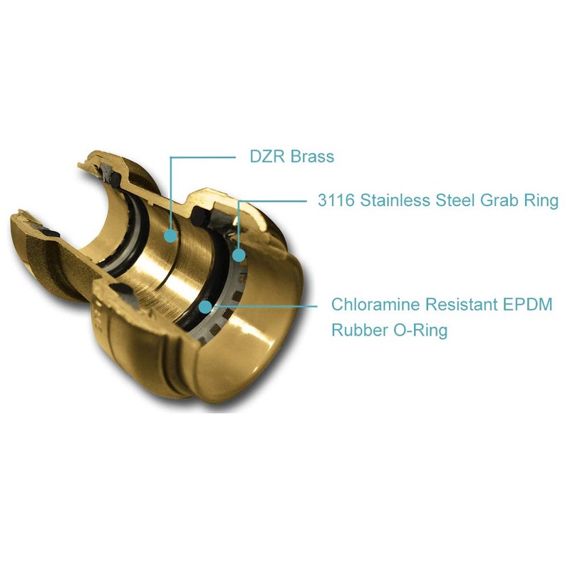 SharkBite Shower and Tub Connection Kit, Push to Connect Brass