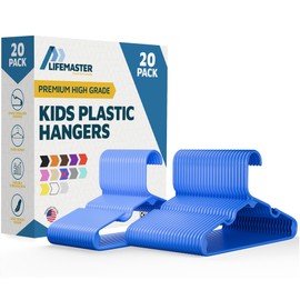 Lifemaster Plastic Kids Clothes Hangers – Children Clothes Hanger with Shoulder Notch, 11.6 Inch Space-Saving Closet Organizer for Baby, Toddler, and Kids Clothing, Hold Up to 4 lbs, Pack of 20, Blue